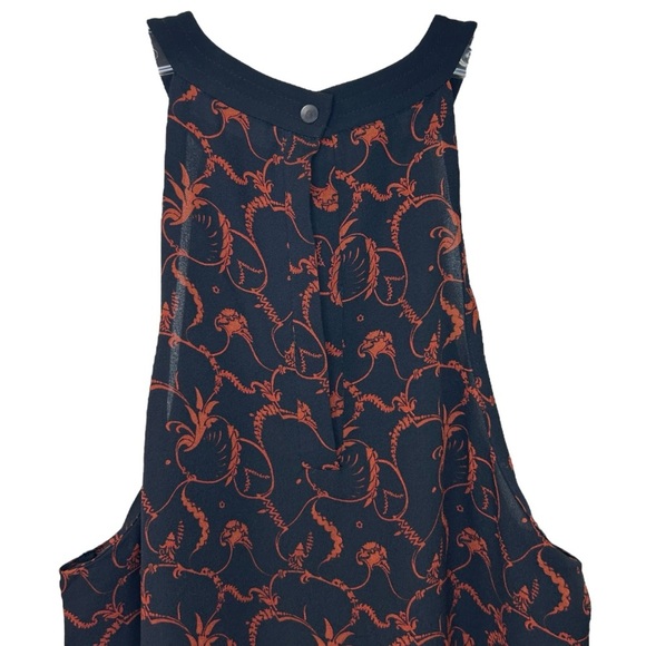 A.L.C.- “Mari” Silk, Printed, Halter Top in Black/Rust, Relaxed Fit - Size 4 - Picture 8 of 12